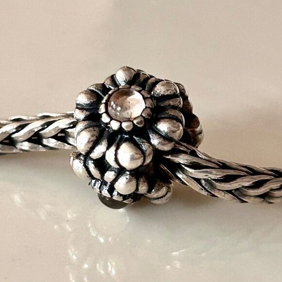 PANDORA April Birthday Bloom Charm Rock Crystal ALE 925S Preloved Perfect! - Picture 7 of 7